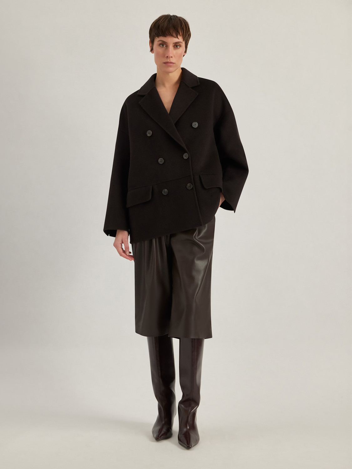 ALPHA STUDIO: CHAQUETÓN EN PAÑO DOUBLE