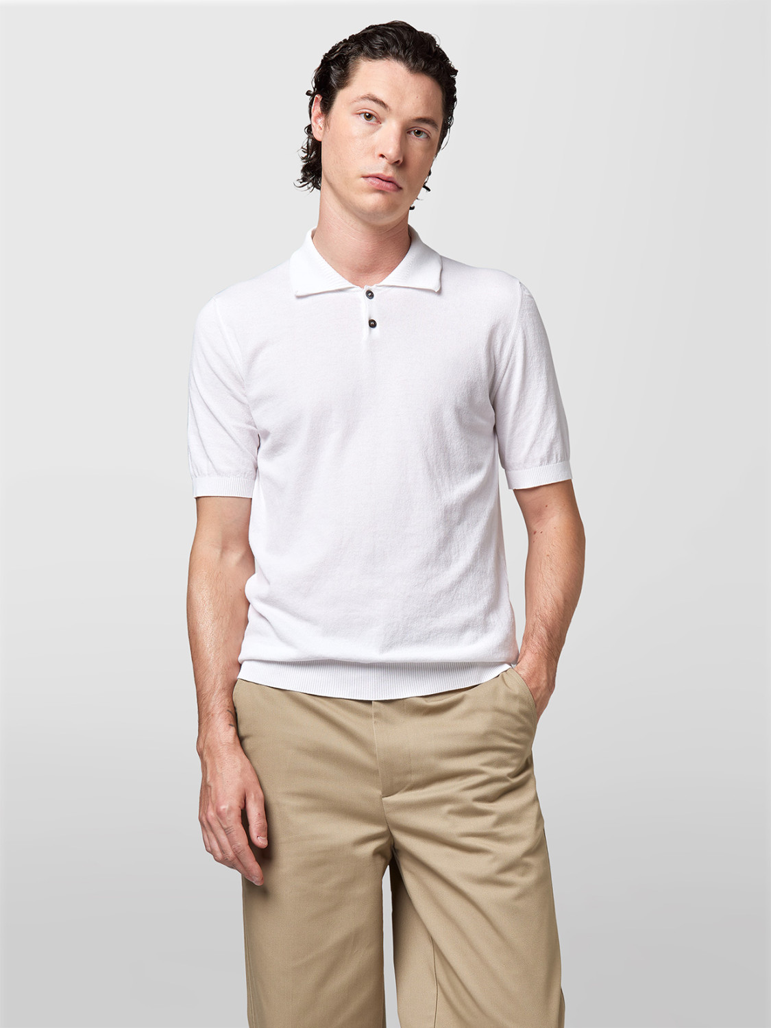 ALPHA STUDIO: POLO EN CREPE TÉCNICO