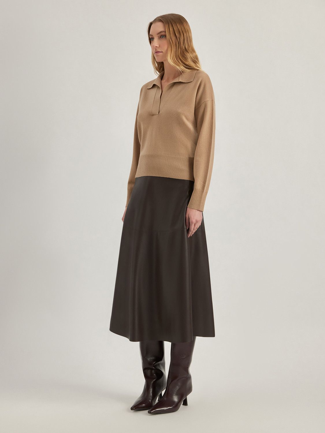 ALPHA STUDIO: POLO SHIRT IN WOOL AND CASHMERE