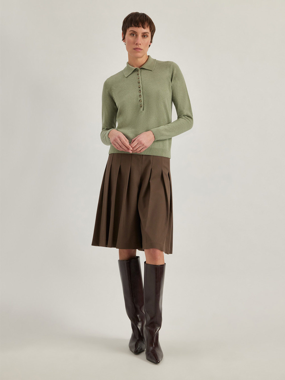 ALPHA STUDIO: POLO SHIRT IN GEELONG WOOL