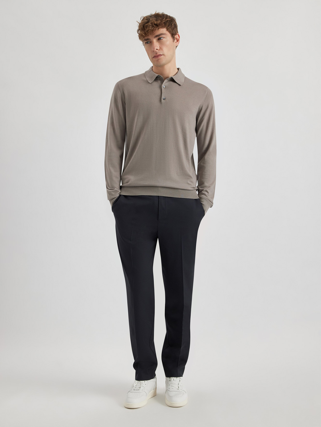 ALPHA STUDIO: POLO SHIRT IN MERINO WOOL