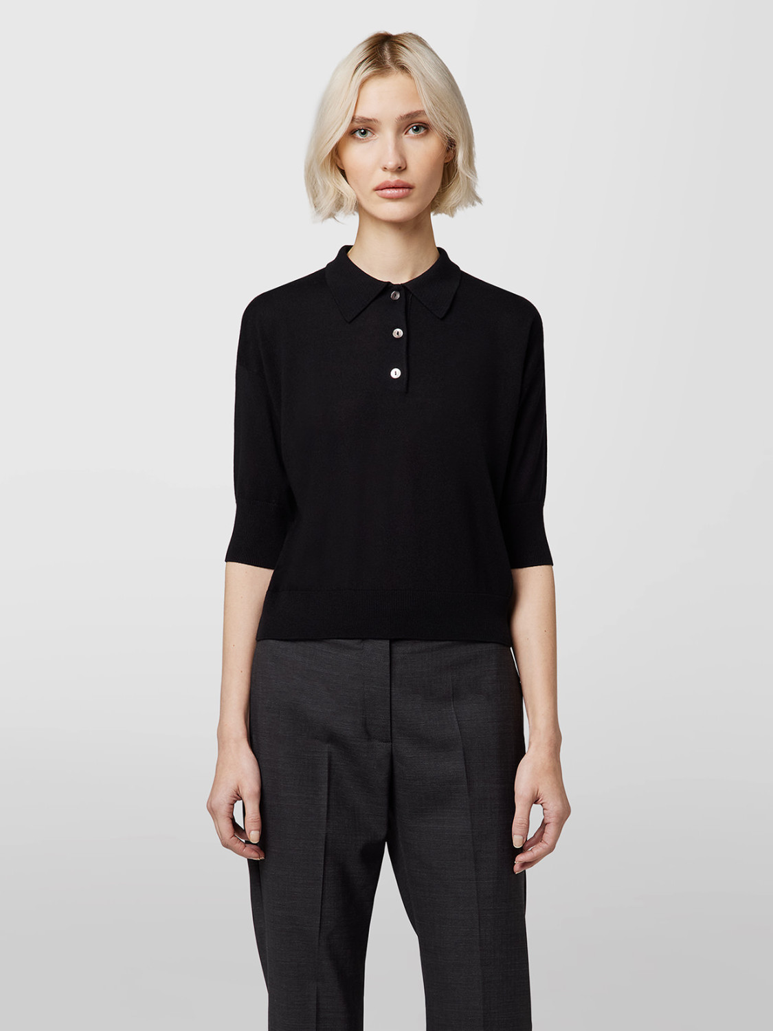 ALPHA STUDIO: POLO SHIRT IN SILK AND CASHMERE