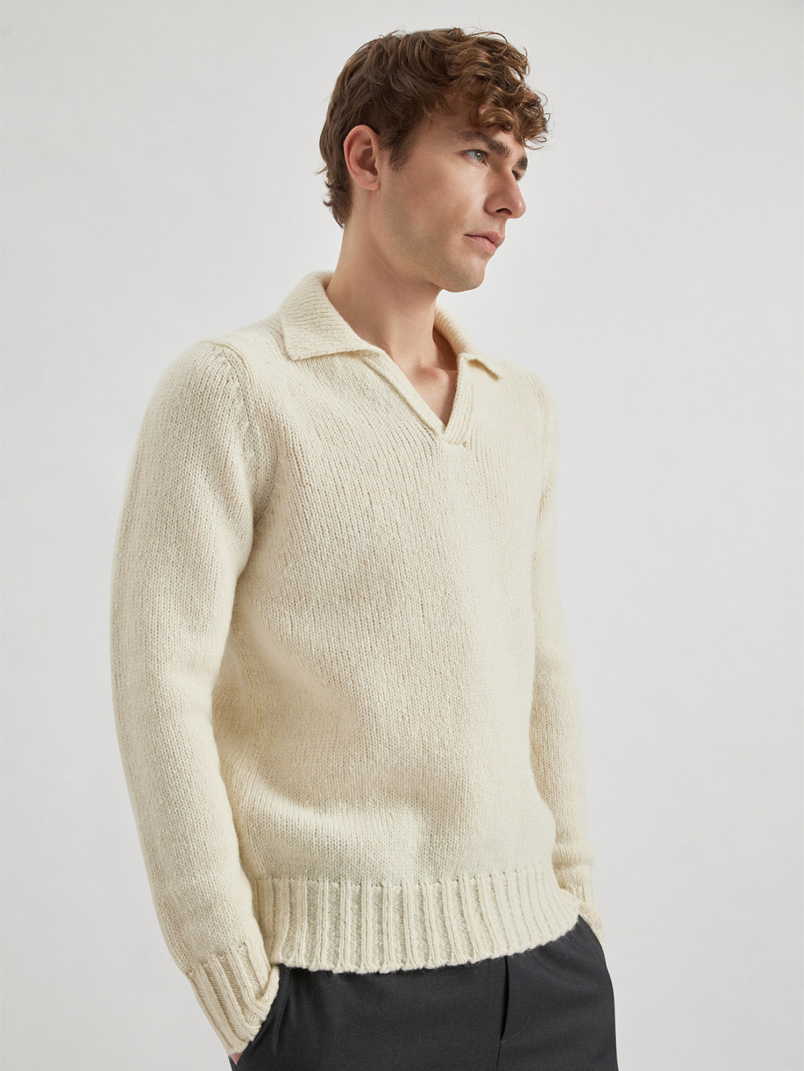 ALPHA STUDIO: POLO SKIPPER SOFT IN ALPACA