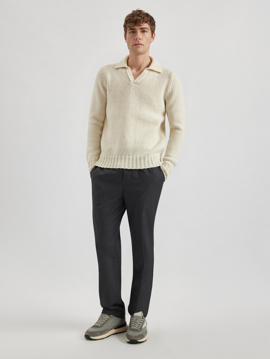 ALPHA STUDIO: POLO SKIPPER SOFT IN ALPACA
