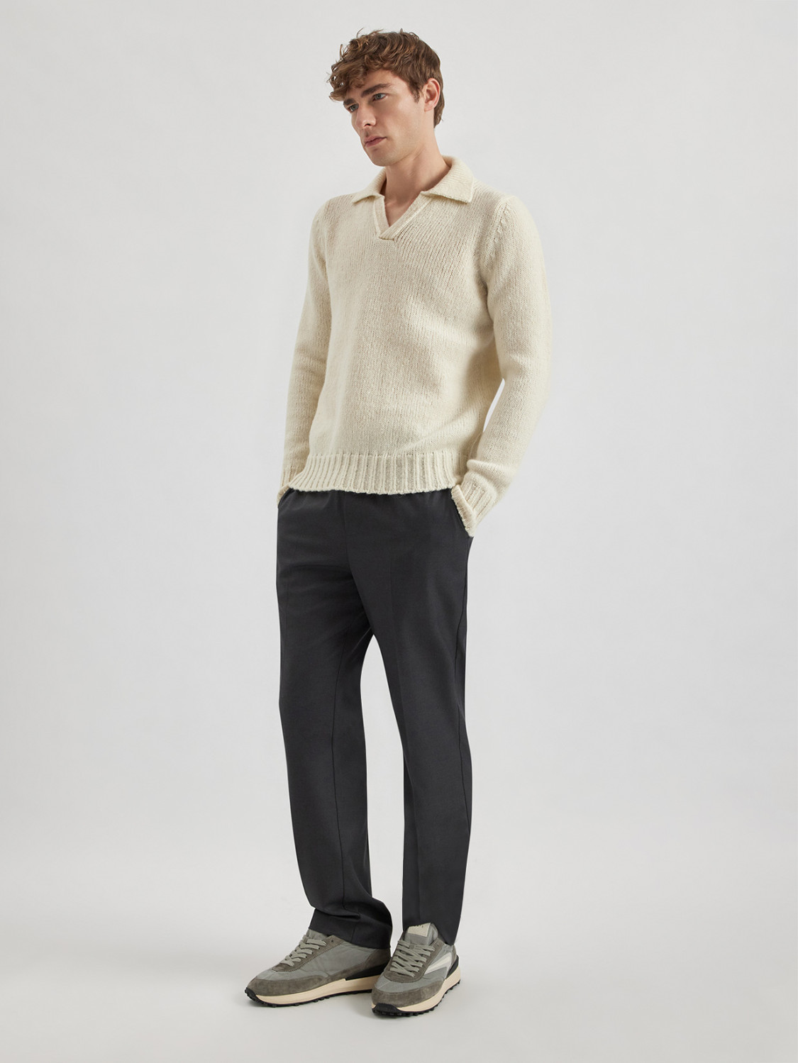 ALPHA STUDIO: POLO SKIPPER SOFT IN ALPACA