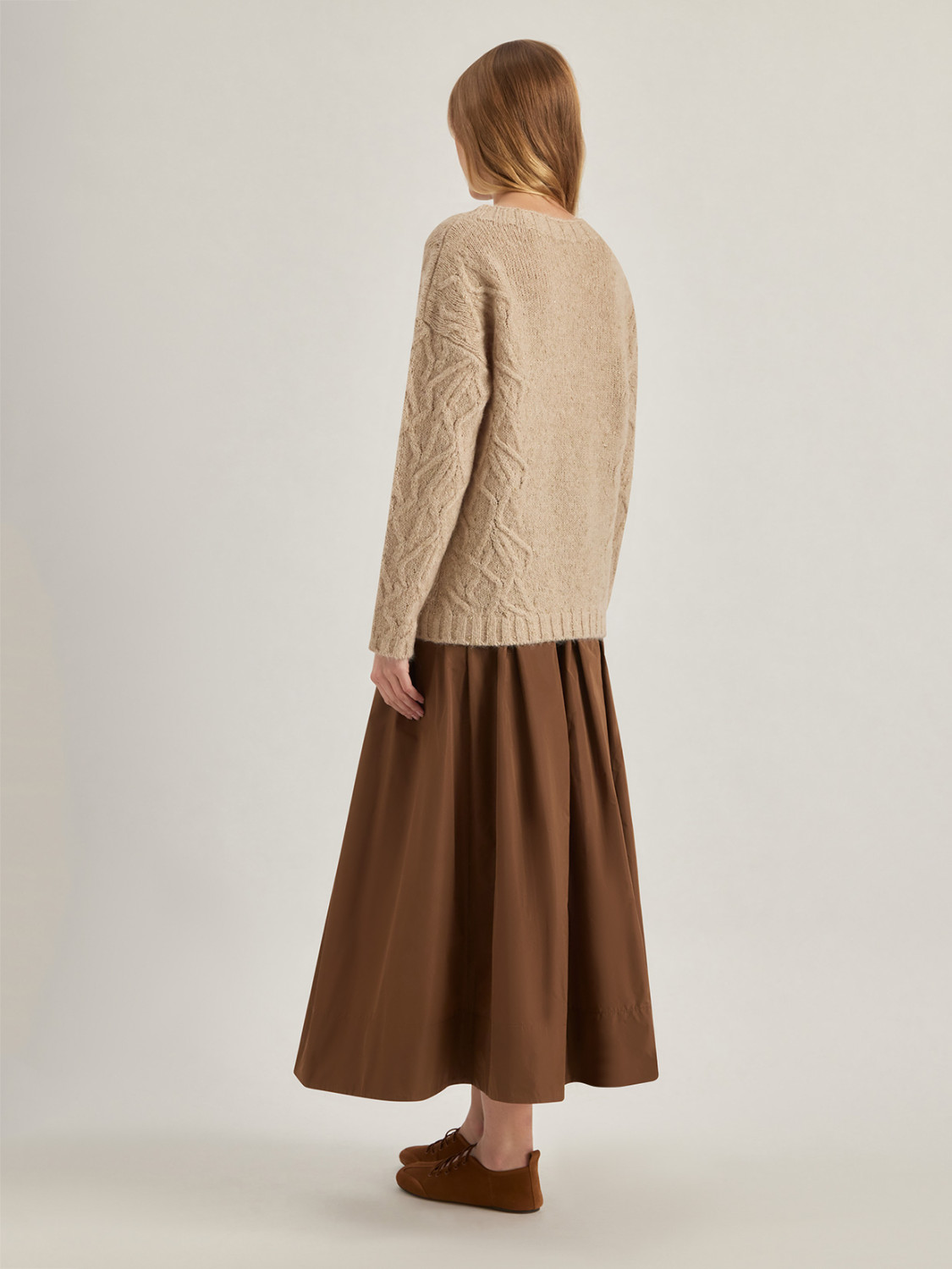 ALPHA STUDIO: METALLIC BOAT NECK SWEATER IN ALPACA