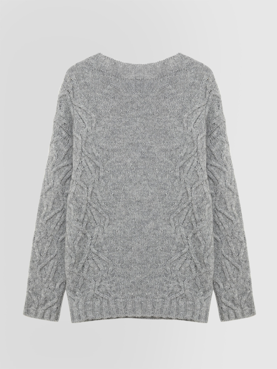 ALPHA STUDIO: JERSEY DE CUELLO BARCO METALIZADO EN ALPACA