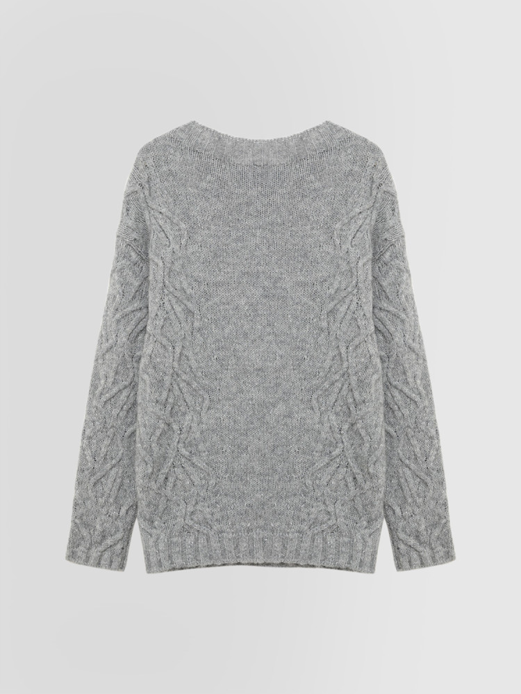 METALLIC BOAT NECK SWEATER IN ALPACA