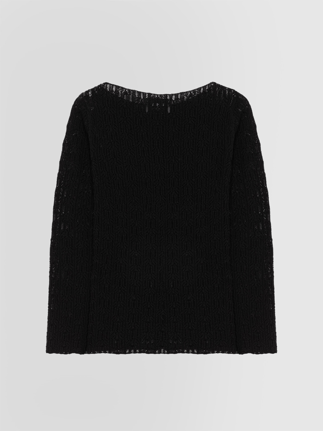 ALPHA STUDIO: JERSEY DE CUELLO BARCO CON PUNTO EN LANA MERINO