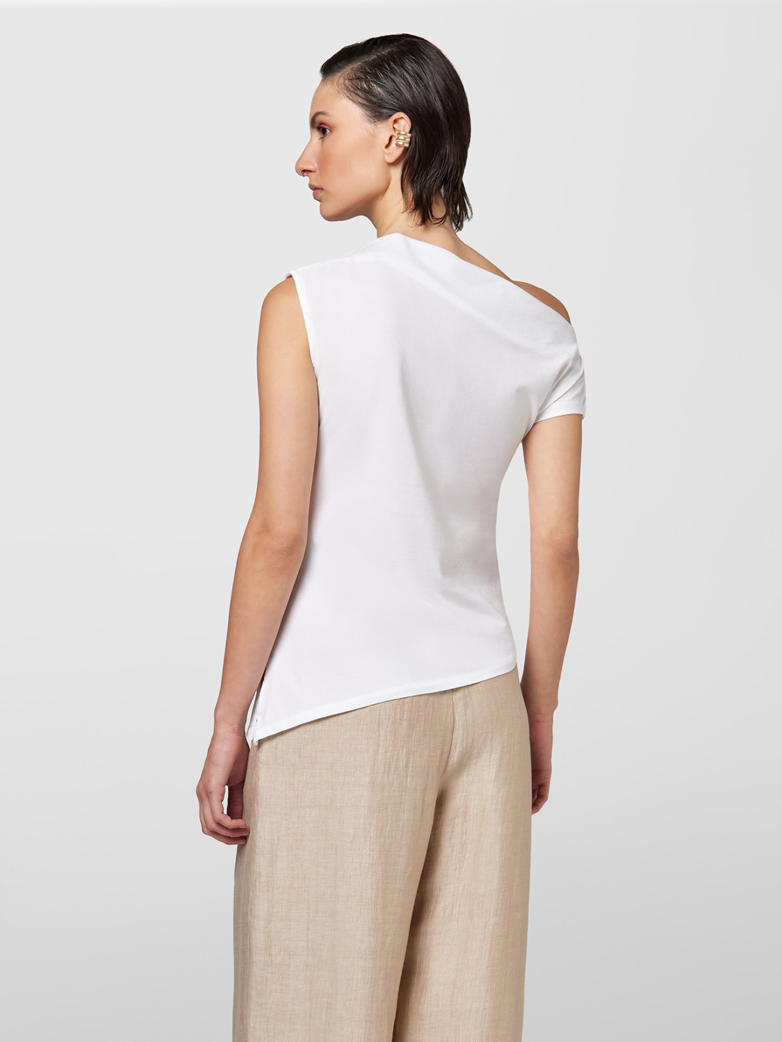 ALPHA STUDIO: BOAT NECK ICE COTTON