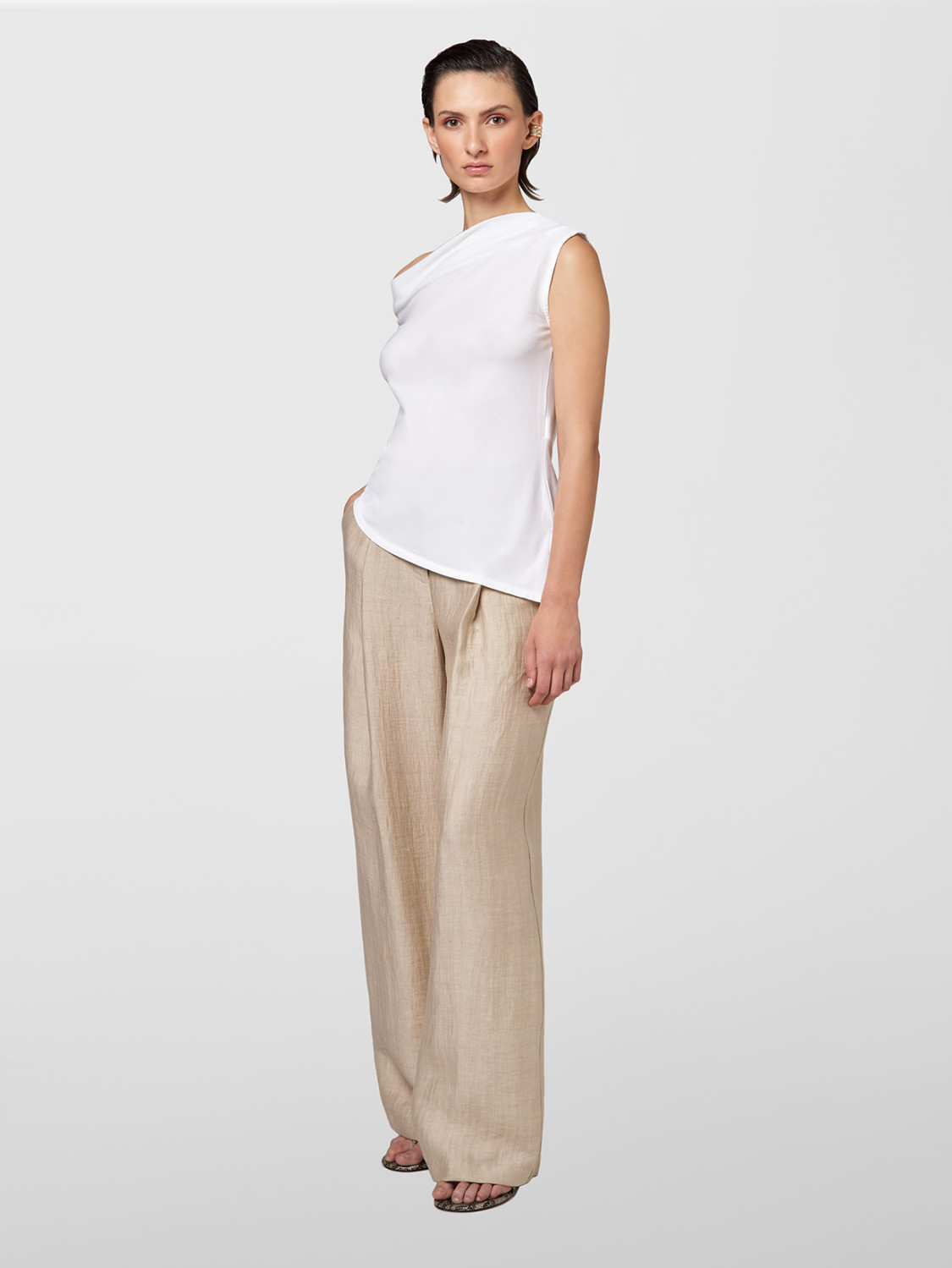 ALPHA STUDIO: BOAT NECK ICE COTTON