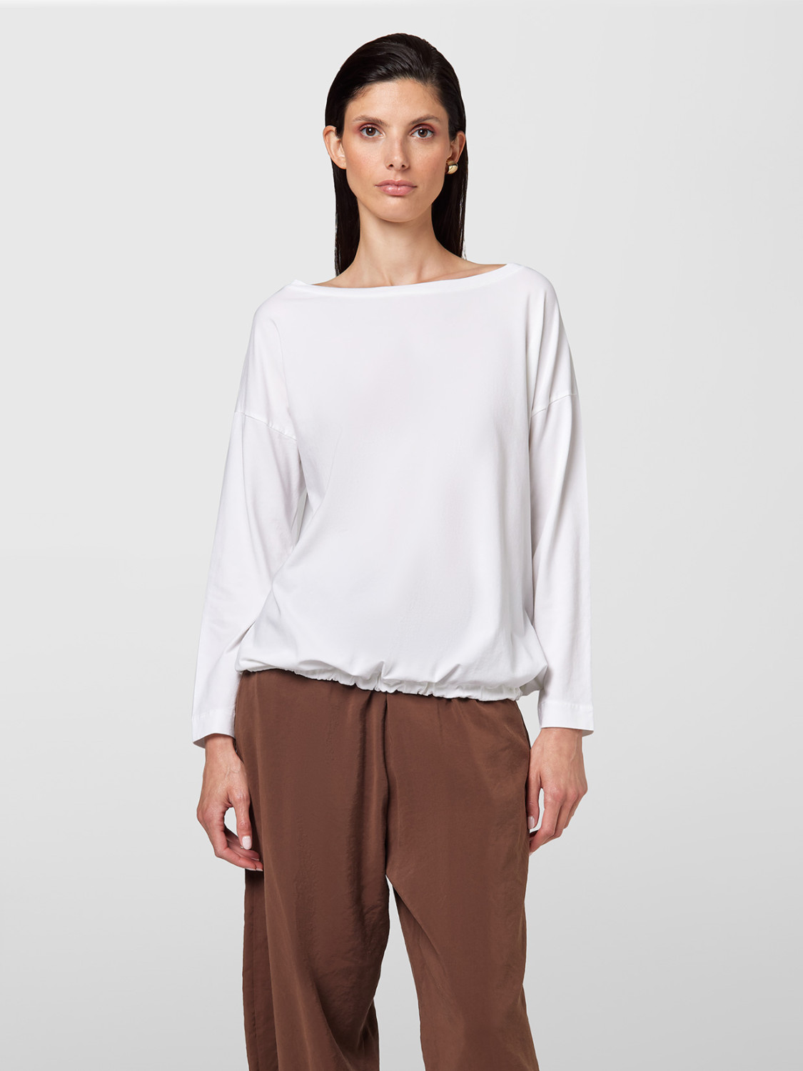 ALPHA STUDIO: BOAT NECK ICE COTTON