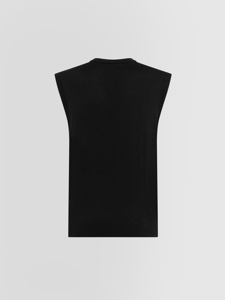 BASIC V-NECK SLEEVELESS SWEATER IN MERINO WOOL