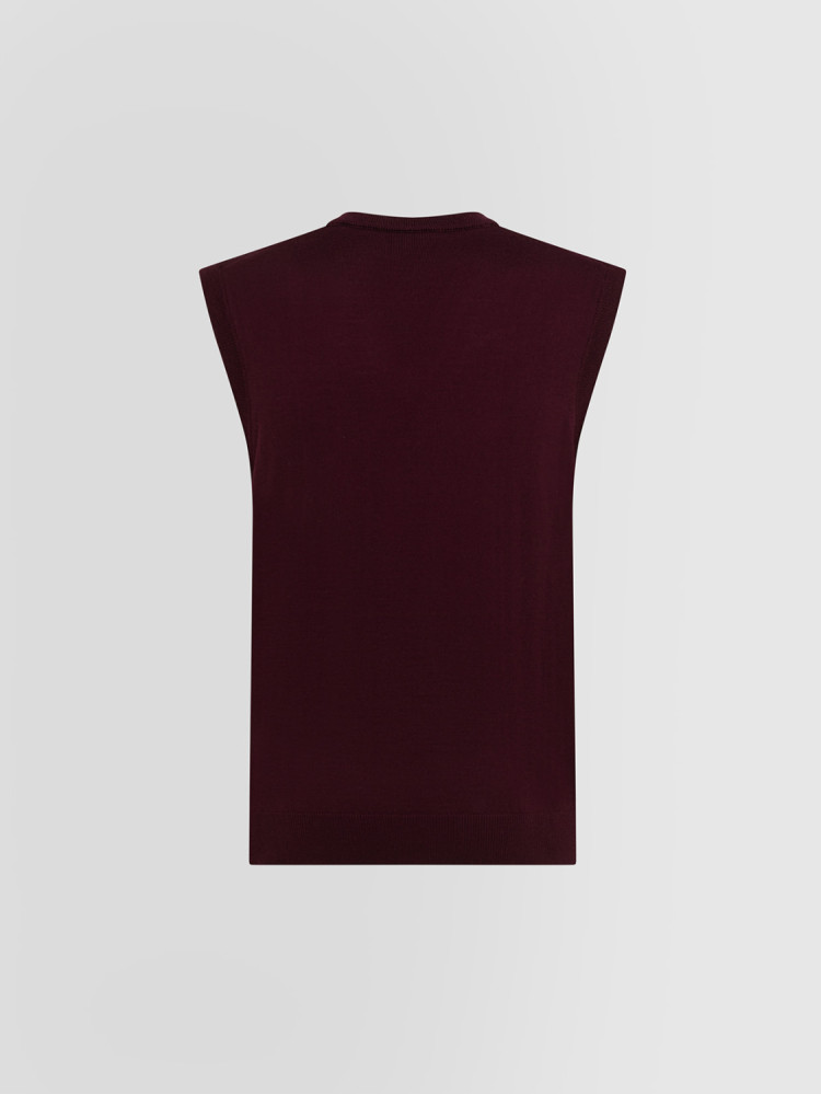 BASIC V-NECK SLEEVELESS SWEATER IN MERINO WOOL
