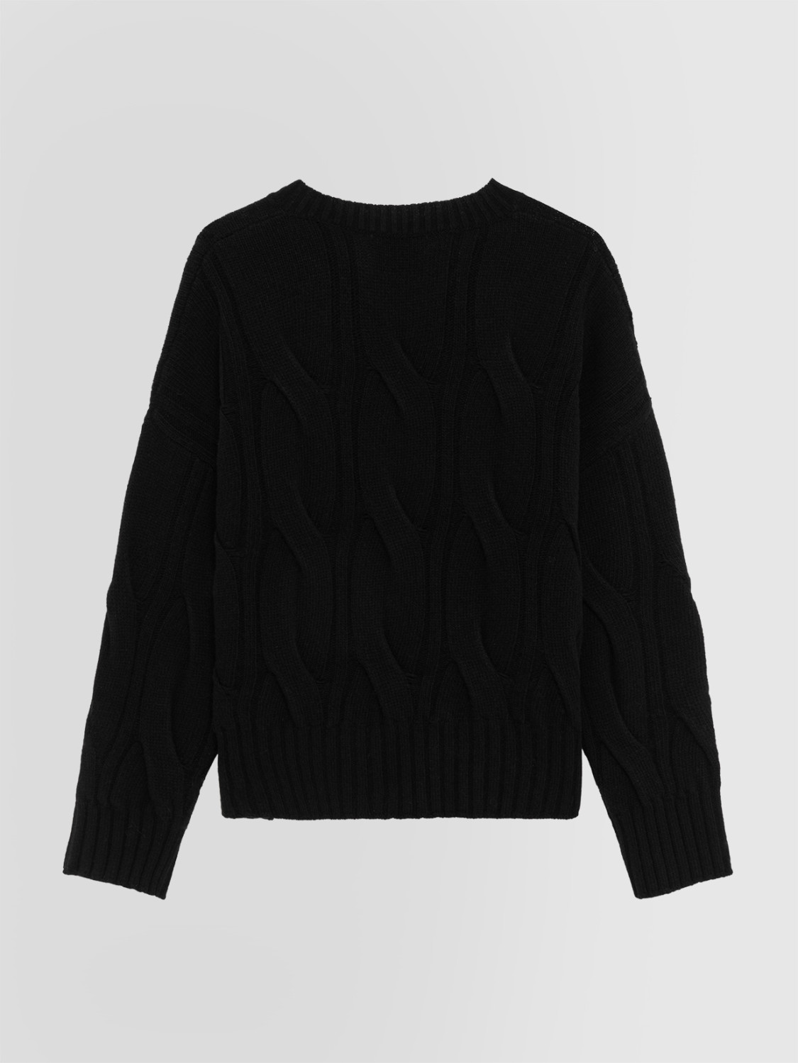 ALPHA STUDIO: BOXY V-NECK SWEATER WITH CABLES