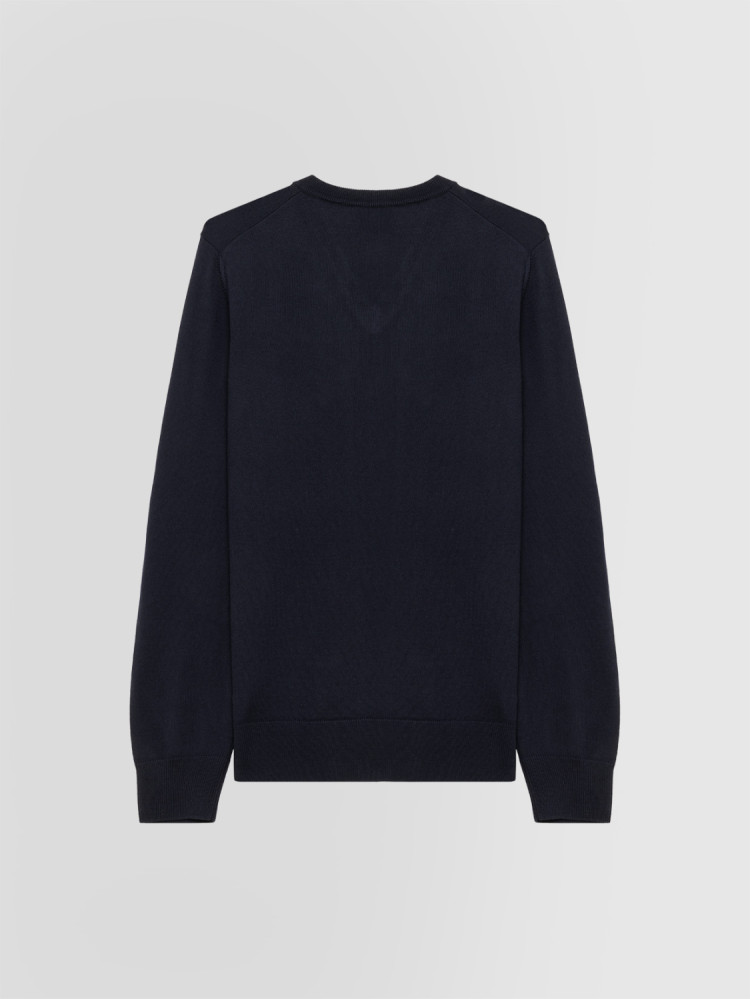 JERSEY SLIM DE CUELLO PICO EN LANA MERINO