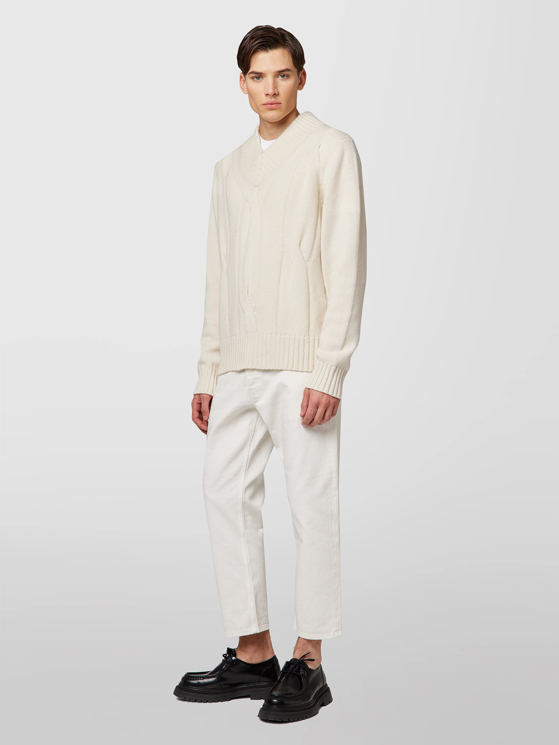 ALPHA STUDIO: ENCOLURE EN V TRESSE EN CACHEMIRE 4 FILS