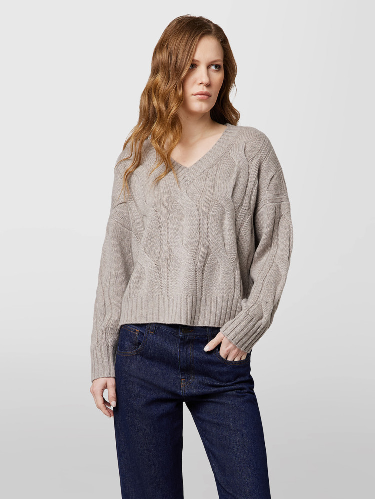 WEAVING BOXY V-NECK SWEATER