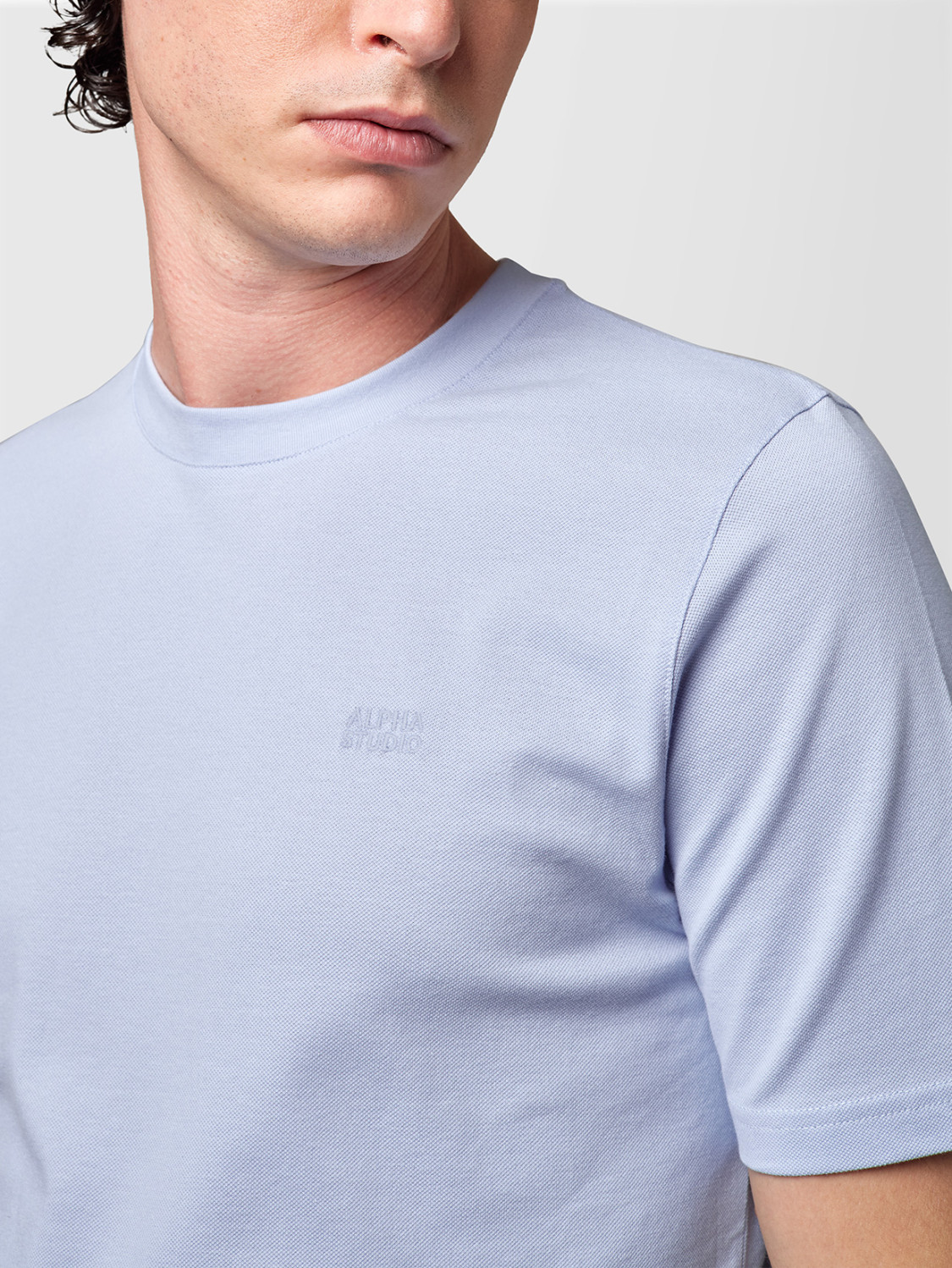 ALPHA STUDIO: T-SHIRT IN PIQUET STRETCH