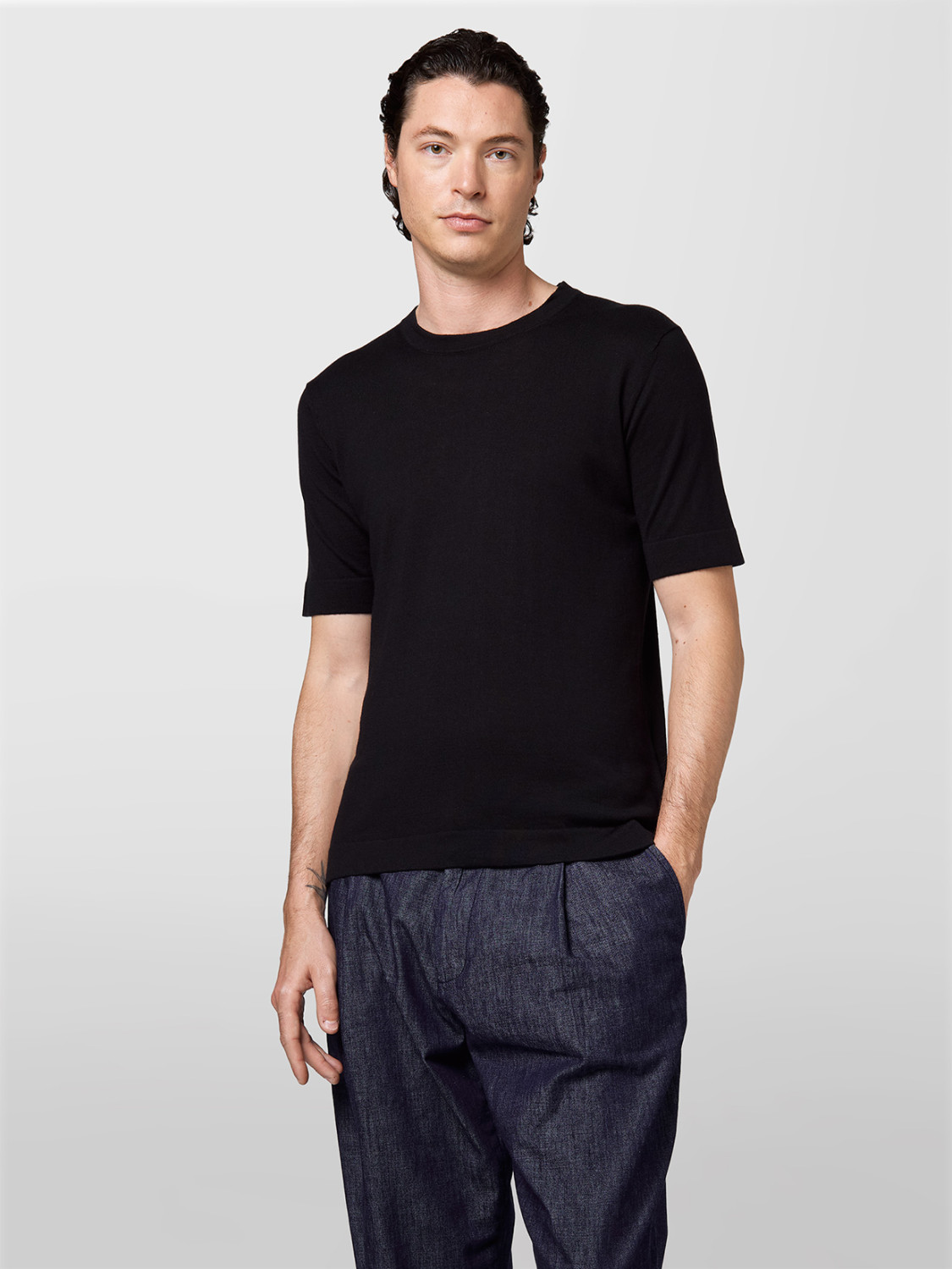 ALPHA STUDIO: CAMISETA DE SEDA Y CACHEMIRE