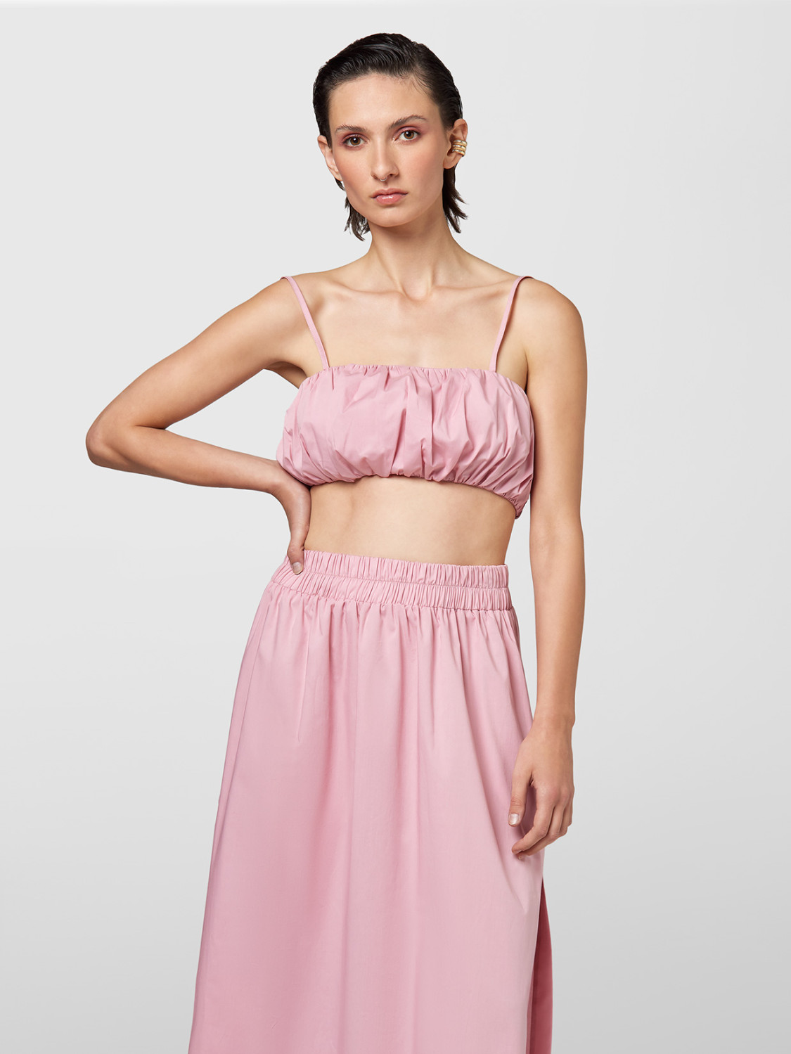 ALPHA STUDIO: TOP ARRICCIATO IN POPELINE INCRESPATO