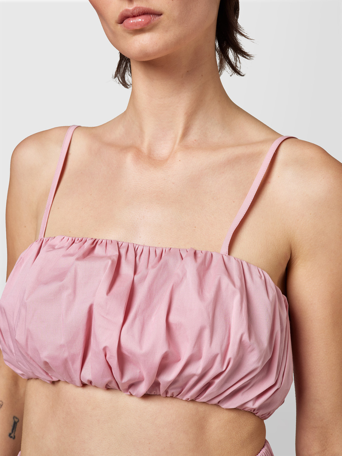 ALPHA STUDIO: TOP ARRICCIATO IN POPELINE INCRESPATO