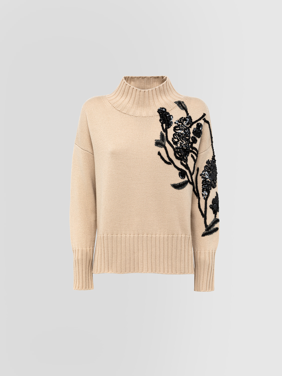ALPHA STUDIO: CREW NECK SWEATER WITH RAMAGE EMBROIDERY