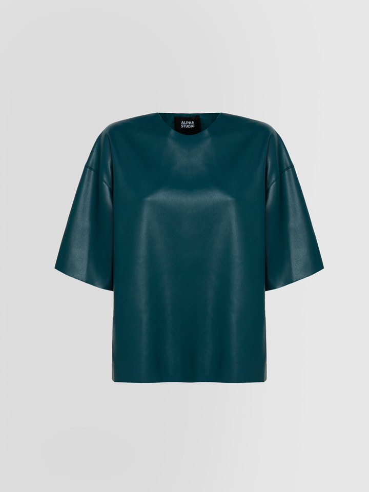 ALPHA STUDIO: T-SHIRT IN ECO LEATHER