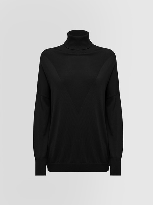 ALPHA STUDIO: INLAID TURTLE NECK SWEATER IN SILK AND CASHMERE