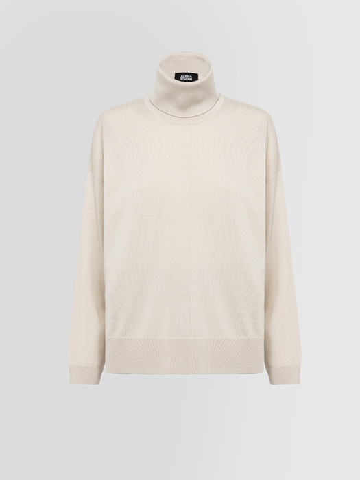ALPHA STUDIO LAYERS TURTLE NECK SWEATER WITH SLITS