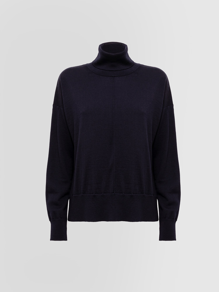 ALPHA STUDIO: LAYERS TURTLE NECK SWEATER WITH SLITS