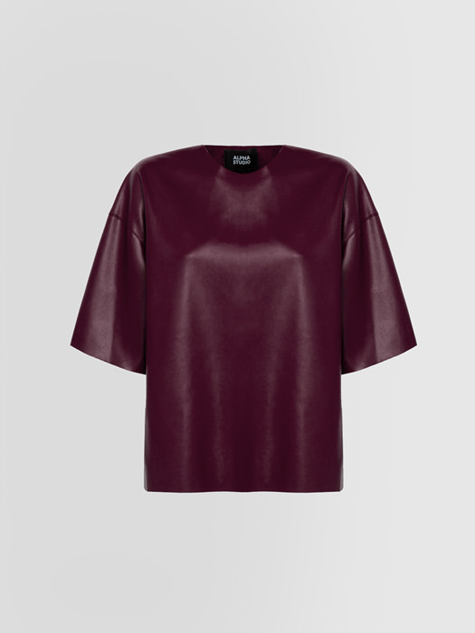 ALPHA STUDIO T-SHIRT IN ECO LEATHER