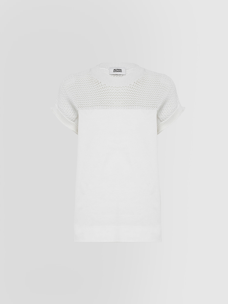 ALPHA STUDIO T-SHIRT KNIT AND WOVEN